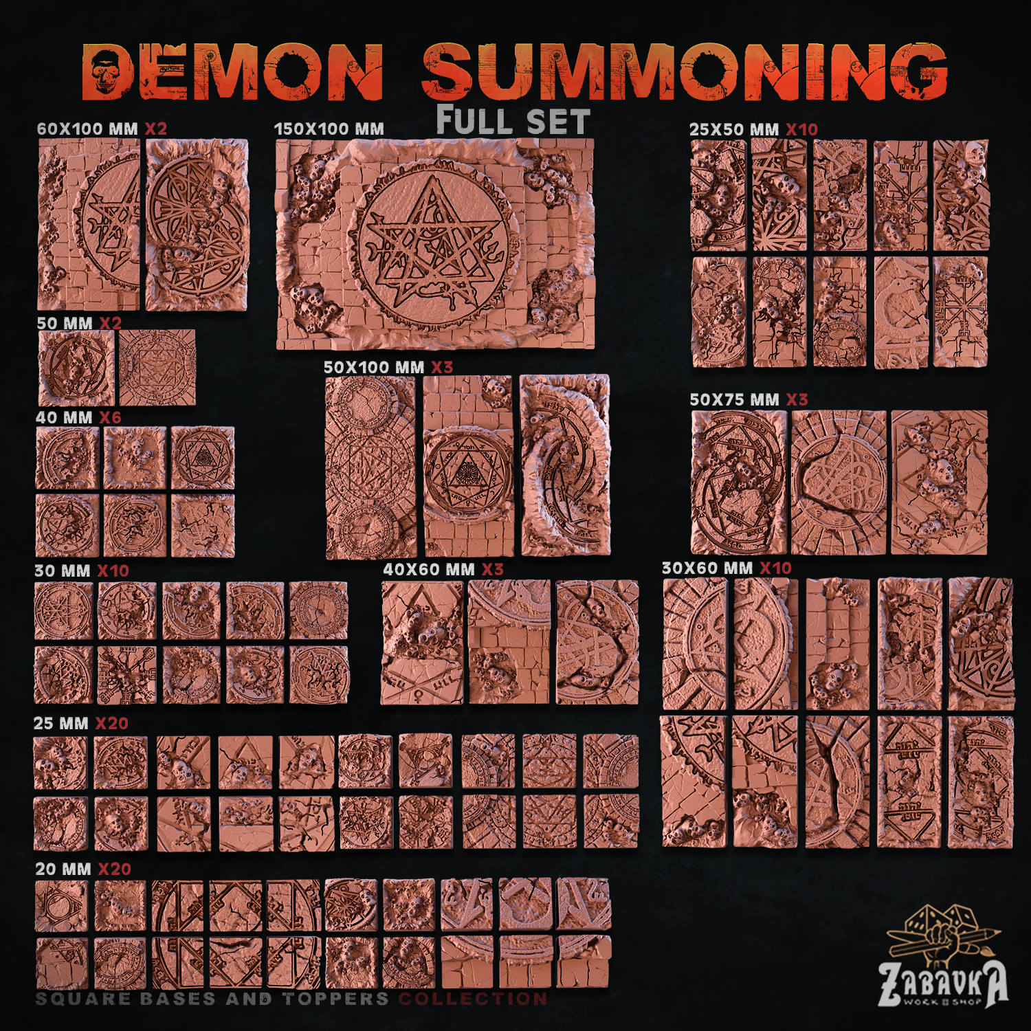 Demon Summoning [Square] - Bases and Toppers (Full Set)
